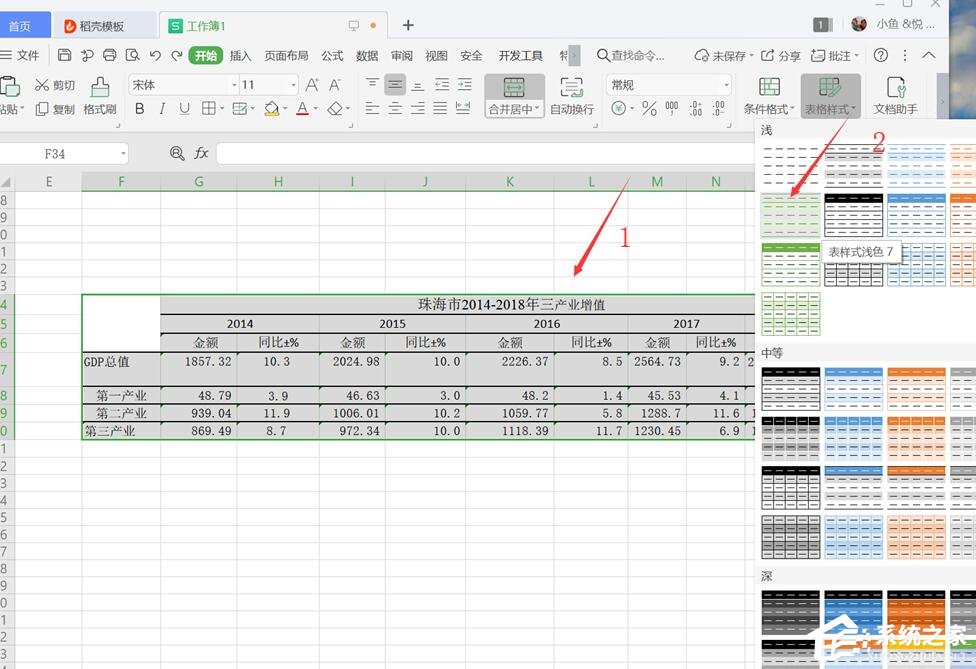 wps表格怎么設置僅套用表格樣式？