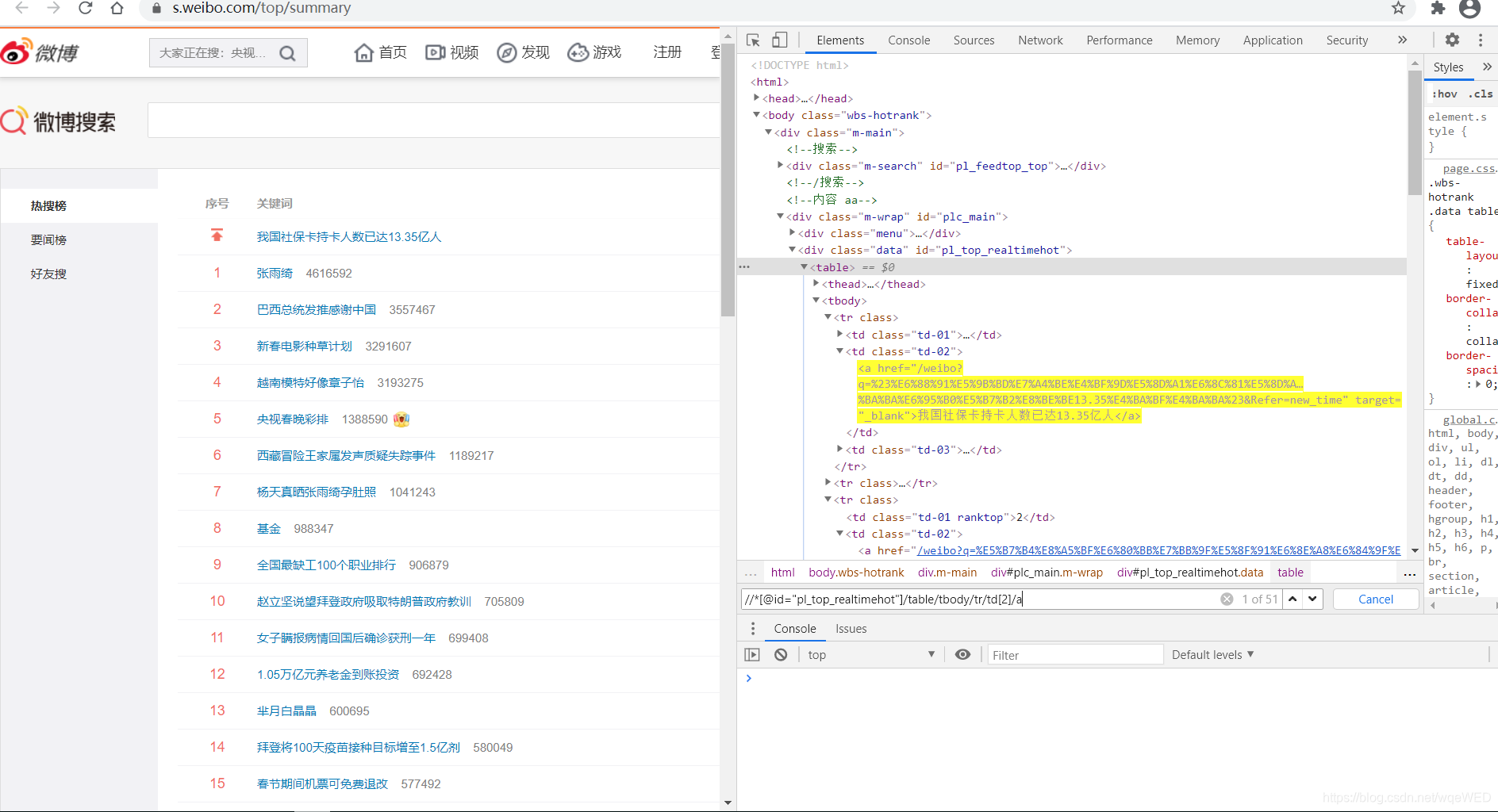 python+selenium爬取微博熱搜存入Mysql的實(shí)現(xiàn)方法