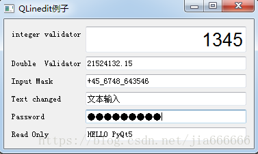 python GUI庫圖形界面開發之PyQt5單行文本框控件QLineEdit詳細使用方法與實例