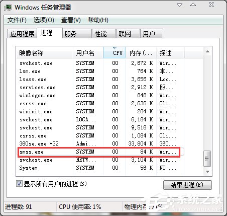 Win7系統中smss.exe是什么進程？