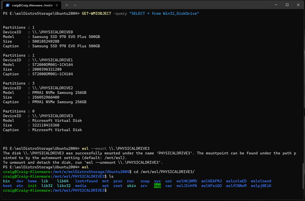 Win11的Linux子系統(tǒng)怎么直接掛載已分區(qū)和未分區(qū)的Linux磁盤？