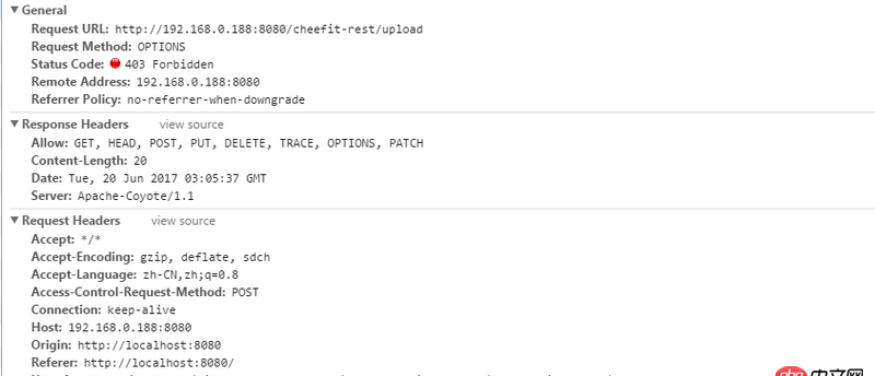 javascript - vue+iview  upload傳參失敗 跨域問題后臺已經解決 仍然報403，這是怎么回事啊？