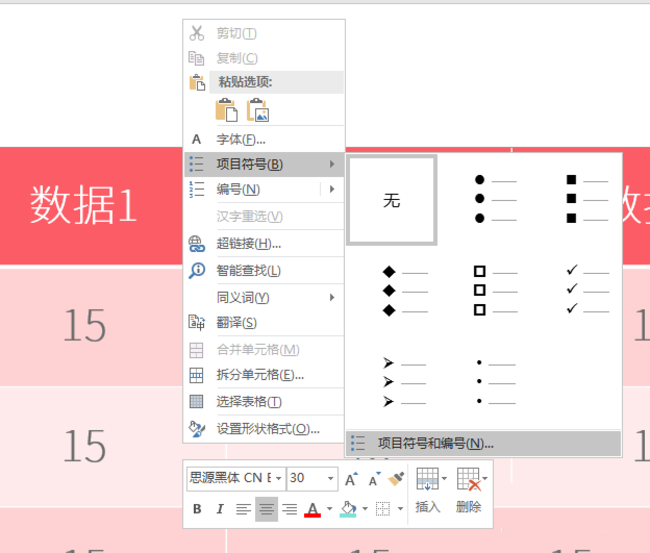 PPT表格添加項(xiàng)目符號(hào)的具體操作過(guò)程
