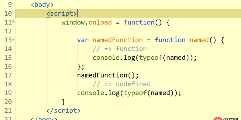 javascript - console.log(typeof(named));的位置不同，第二個為什么會顯示undefined ？