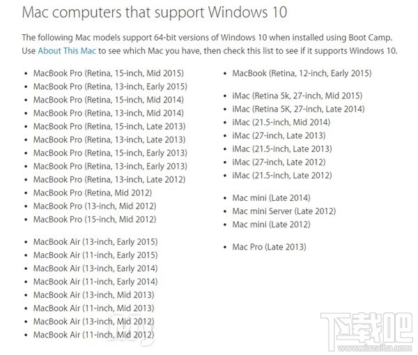 蘋果電腦支持win10嗎？蘋果電腦支持安裝windows 10系統的設備匯總介紹