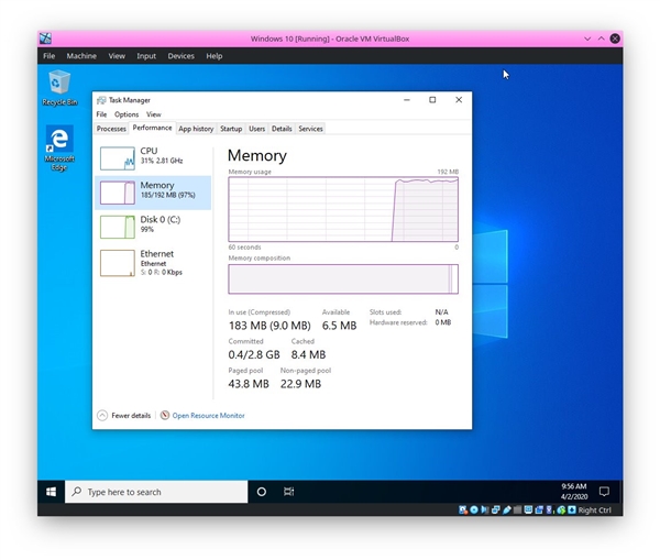 192MB內存運行win10 系統啟動大約3分鐘響應非常慢
