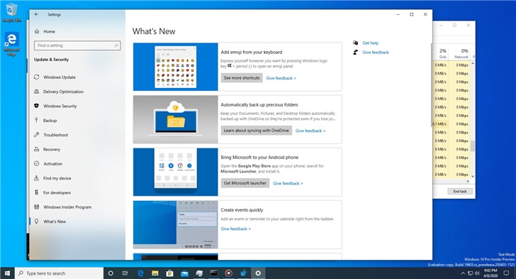 Win10 19603版本系統更新 存儲設置增加用戶清理建議