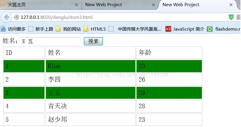 javascript實現簡單搜索功能