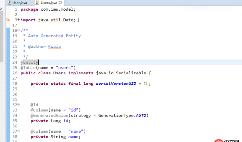 java-ee - 請問這個model類是自動生成的，還是手寫的？