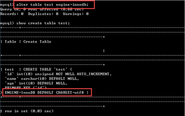 MySQL創(chuàng)建數(shù)據(jù)表時設(shè)定引擎MyISAM/InnoDB操作