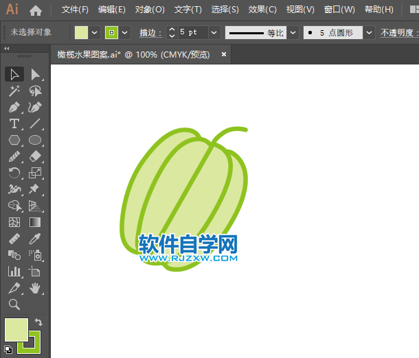ai怎么繪制楊桃水果圖標