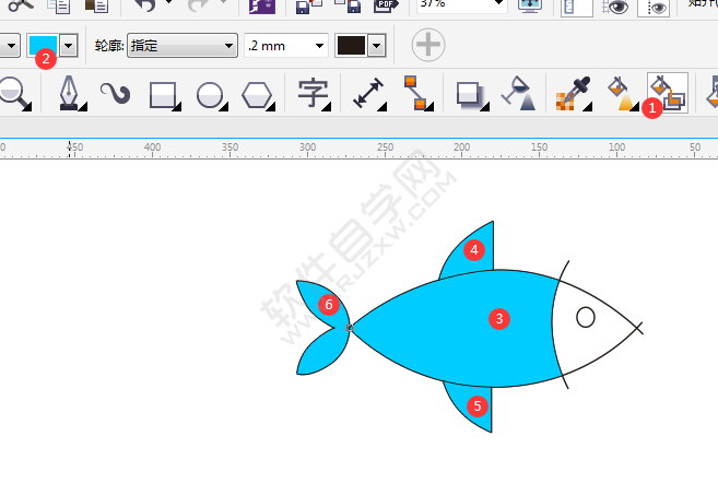 CDR畫(huà)一條小魚(yú)卡通圖
