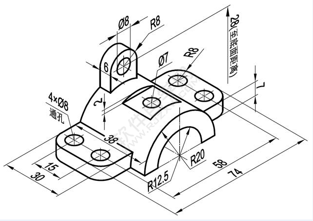 SolidWorks建模練習(xí)題用拉伸切除