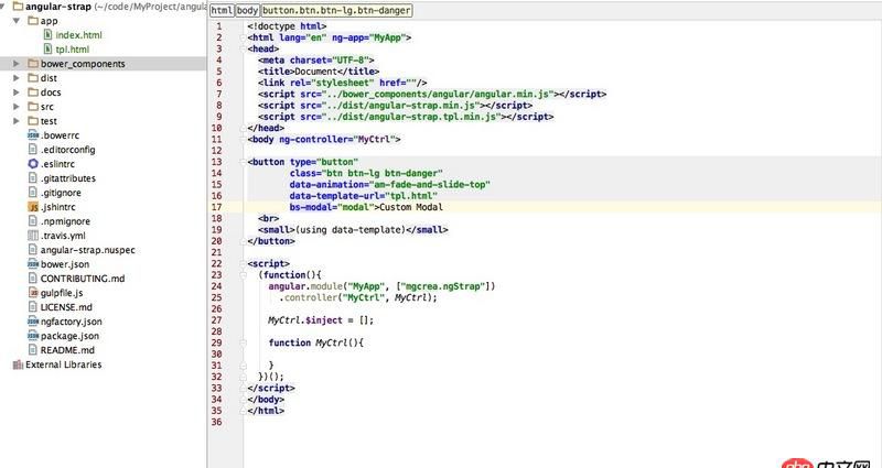 angular.js - Angular-Strap  模態(tài)框(Modal) 報(bào)錯(cuò)