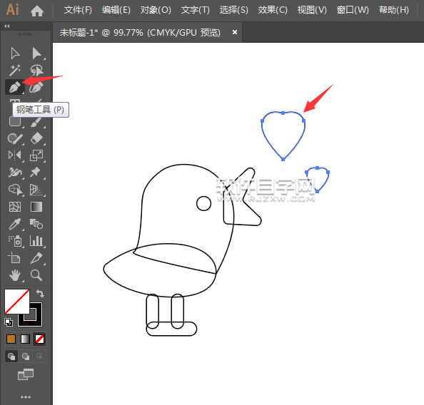 ai怎么畫一個(gè)示愛(ài)的小鳥
