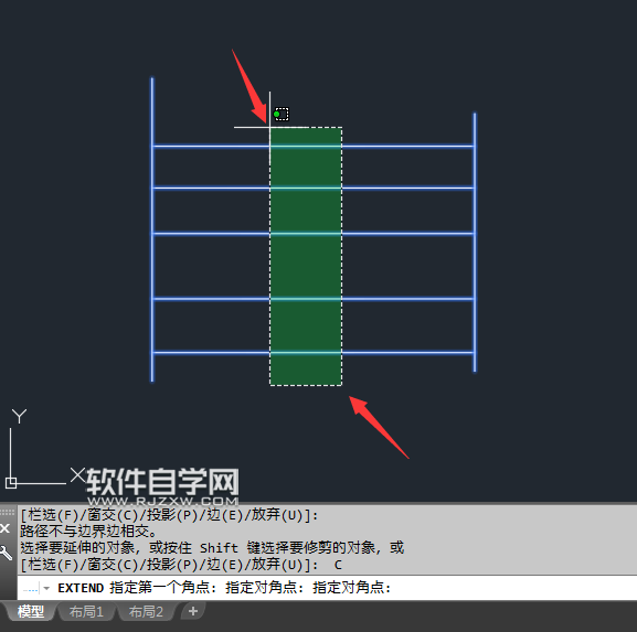 CAD怎么窗選延伸所有對(duì)象
