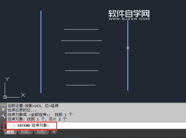 cad怎么欄選延伸多個對象