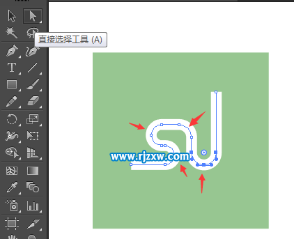 AI鋼筆工具倒圓角設(shè)計(jì)SJ標(biāo)志