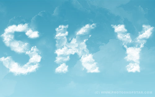 用Photoshop制作帶有云彩特效的文字實例教程