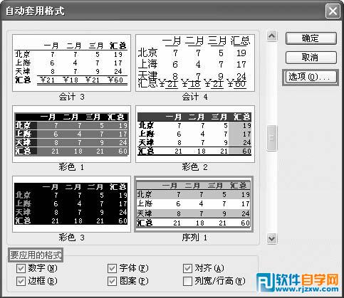 自動套用表格格式