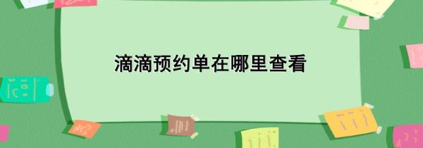 滴滴預(yù)約單在哪里查看